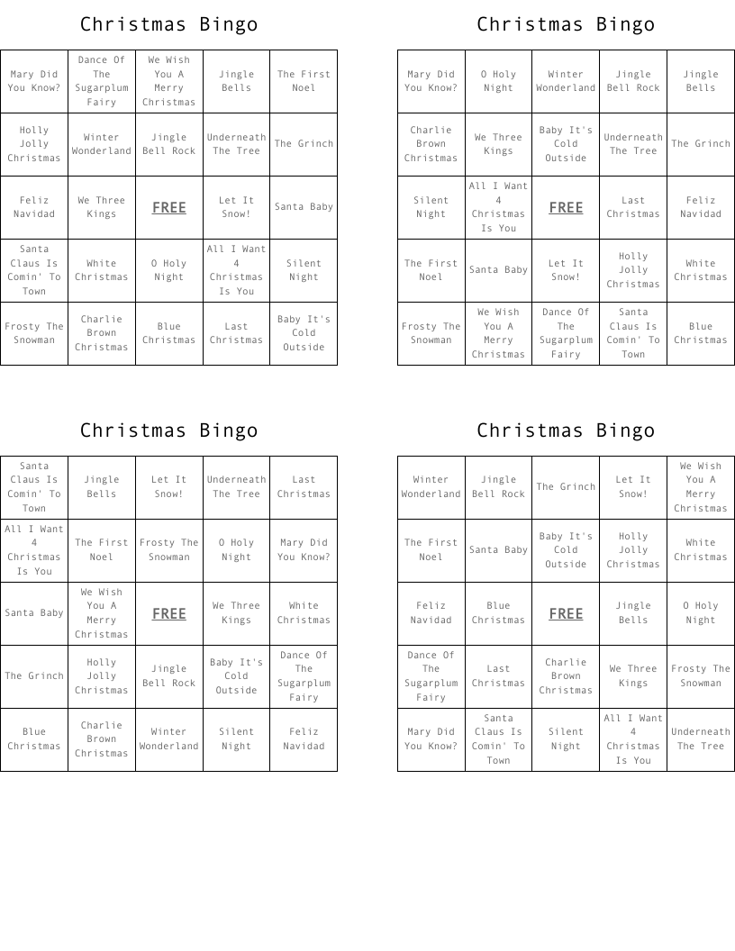 Christmas Bingo