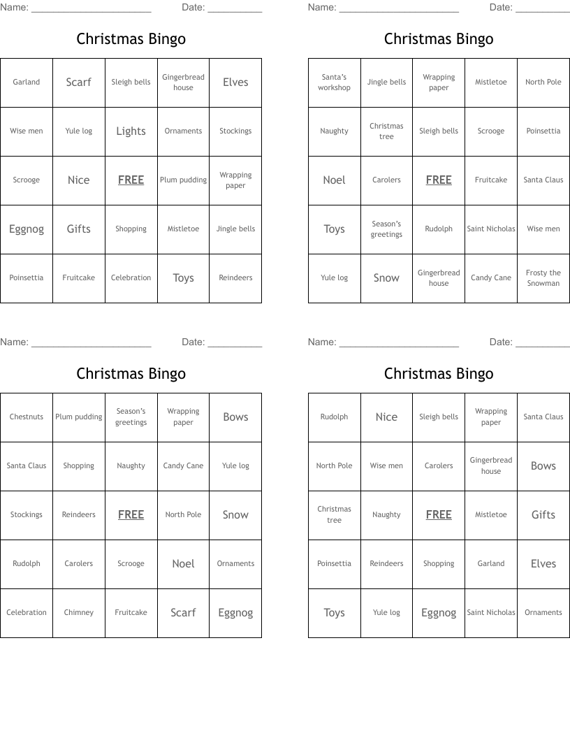 Christmas Bingo