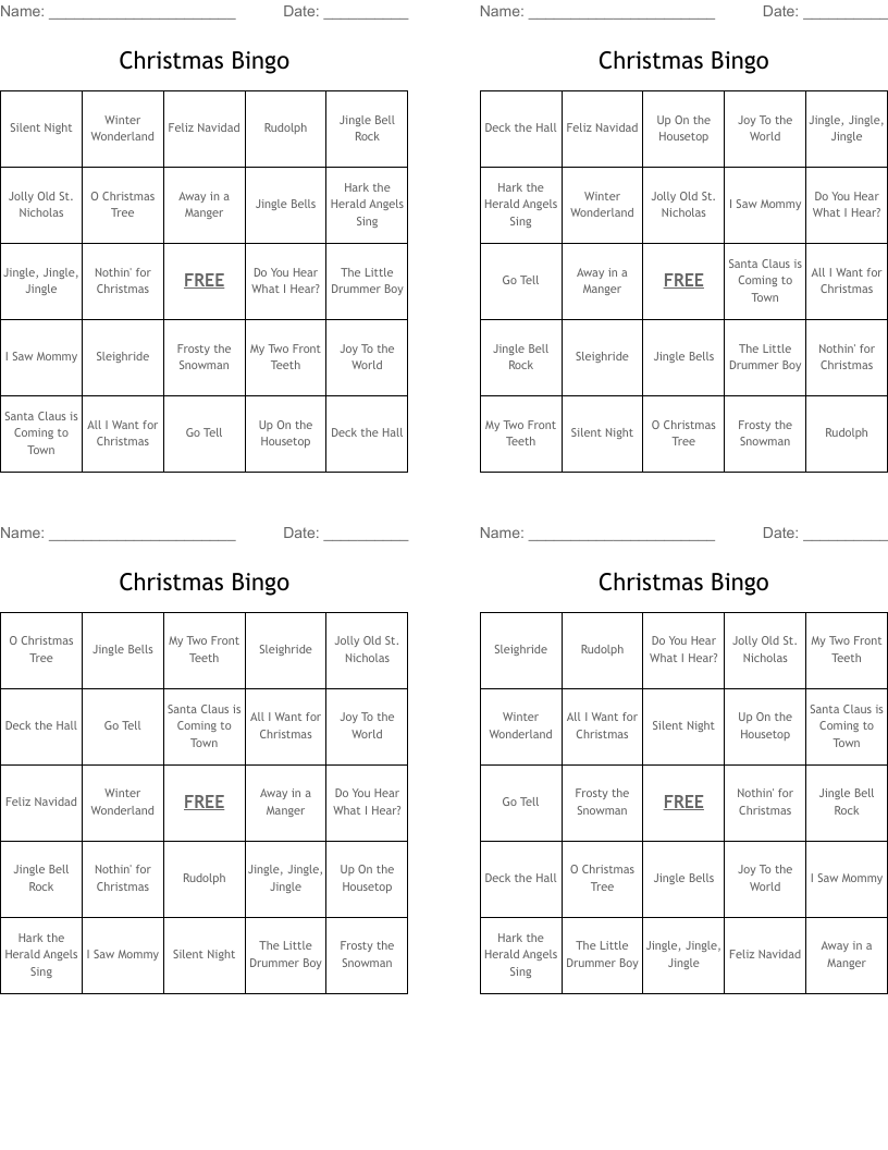 Christmas Bingo