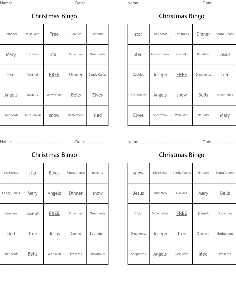 Christmas Bingo