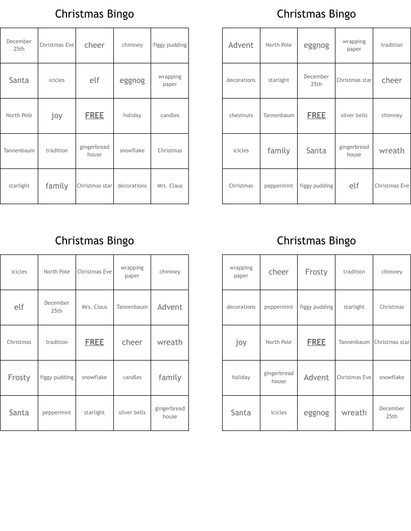 Christmas Bingo