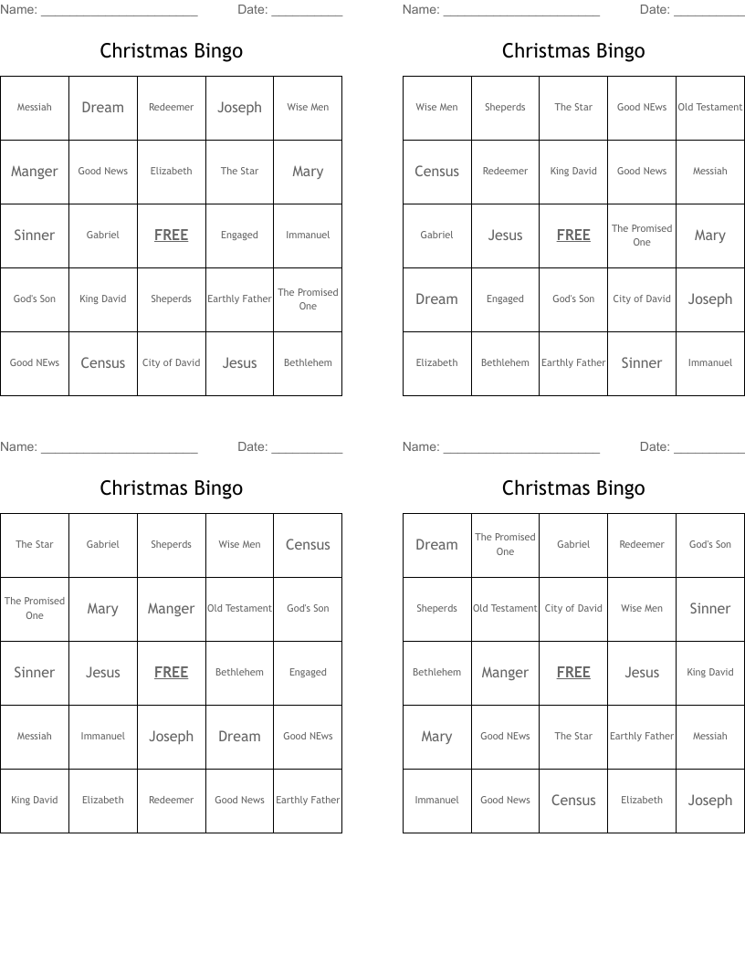 Christmas Bingo