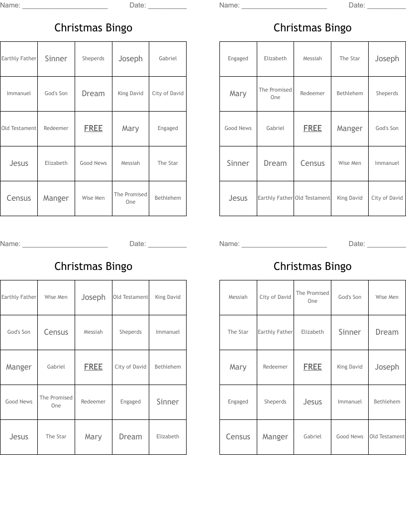Christmas Bingo