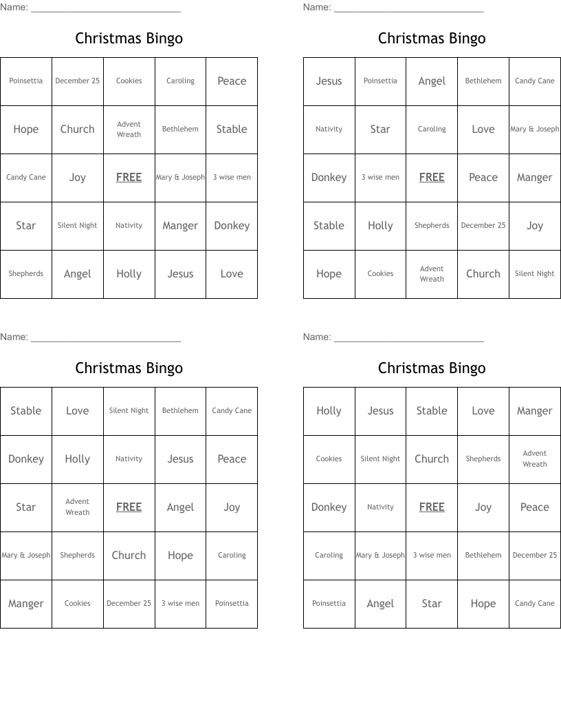 Christmas Bingo