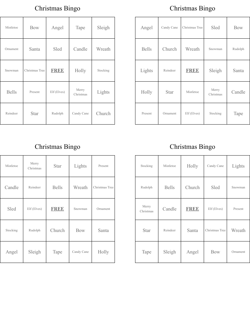 Christmas Bingo