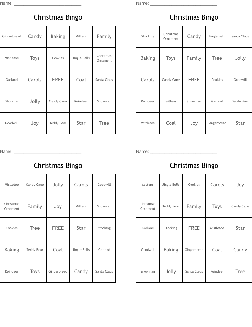 Christmas Bingo