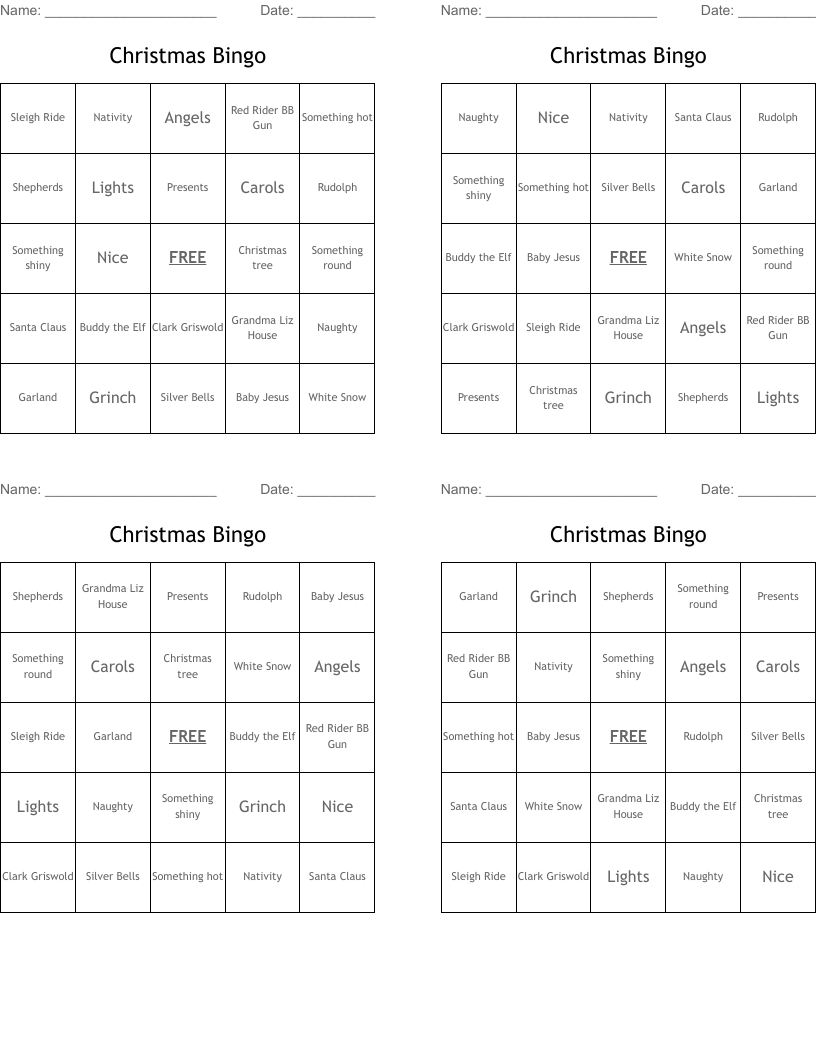 Christmas Bingo