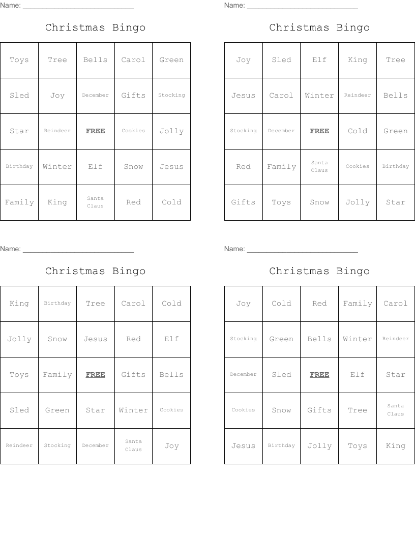 Christmas Bingo