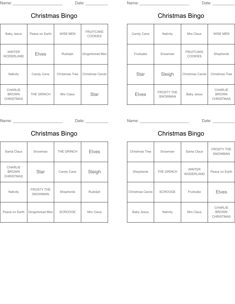 Christmas Bingo