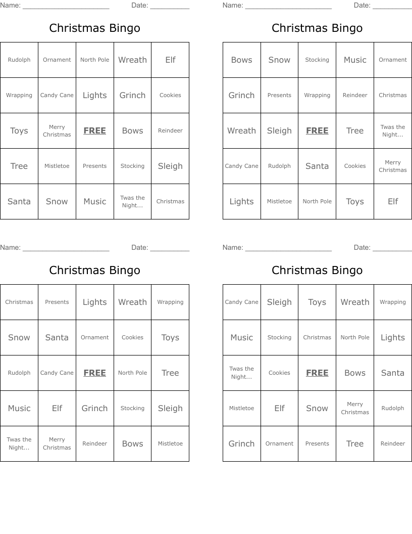 Christmas Bingo