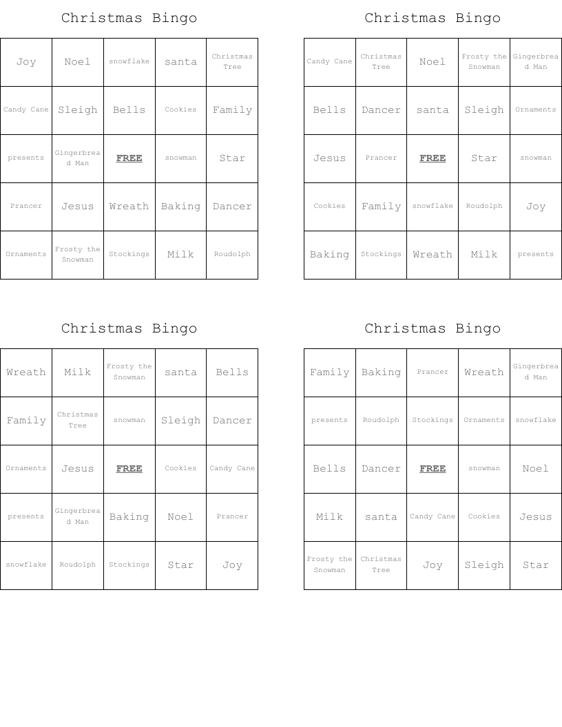 Christmas Bingo