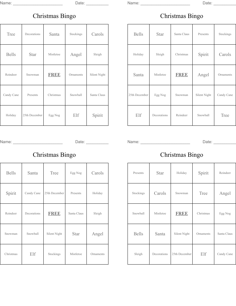 Christmas Bingo