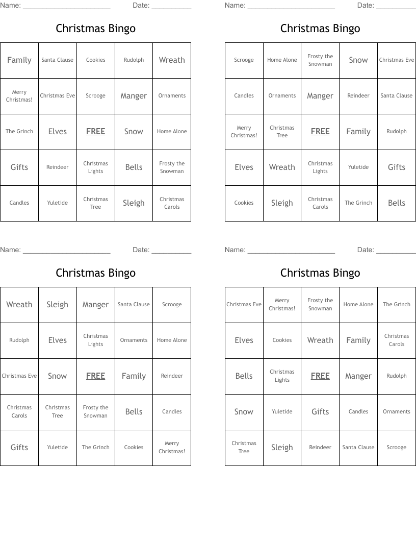 Christmas Bingo