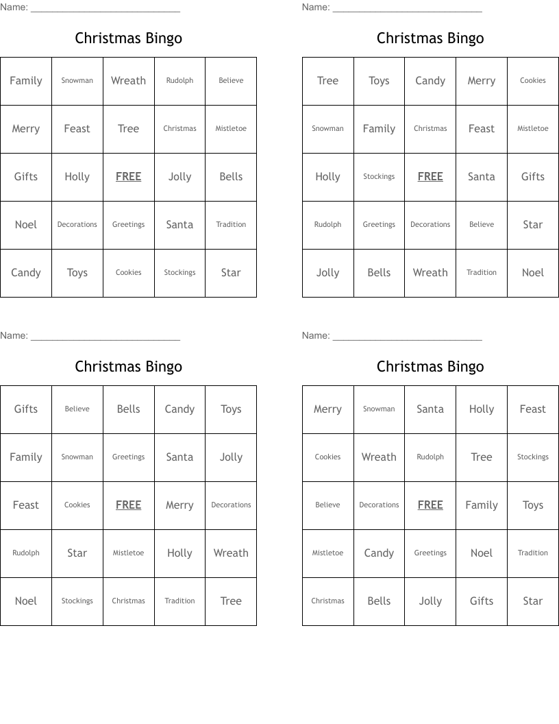 Christmas Bingo