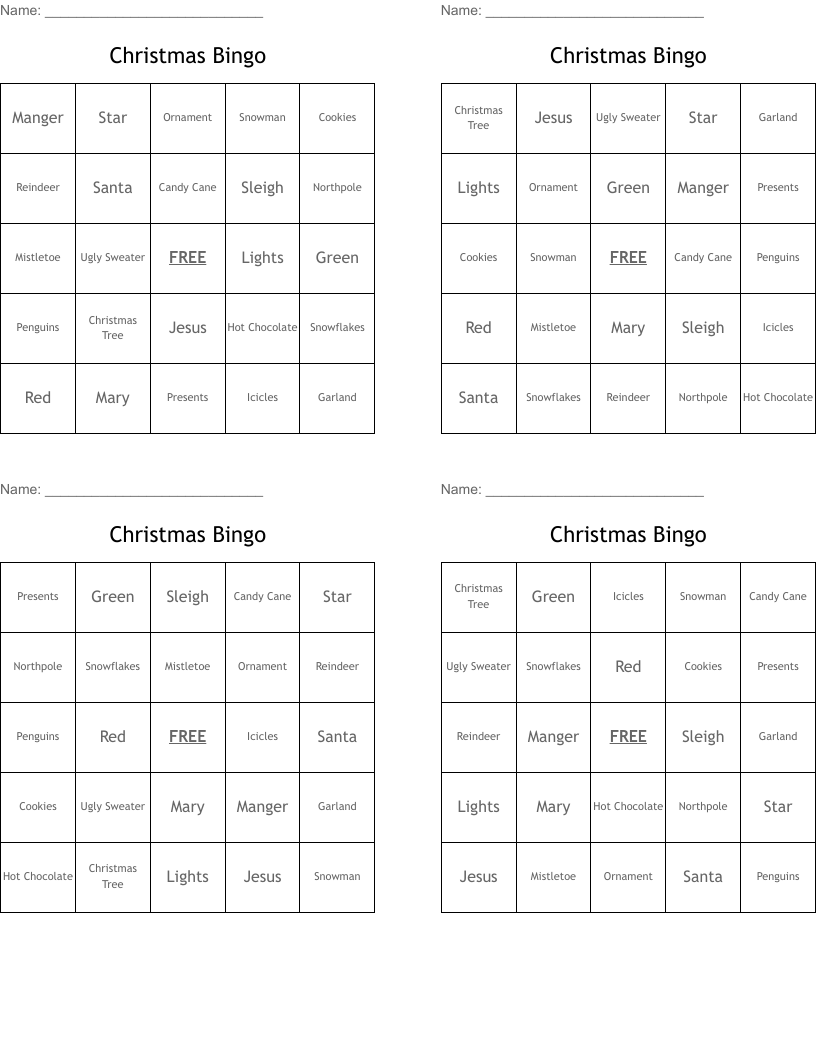 Christmas Bingo