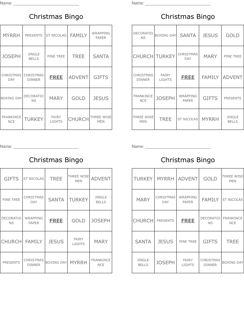 Christmas Bingo