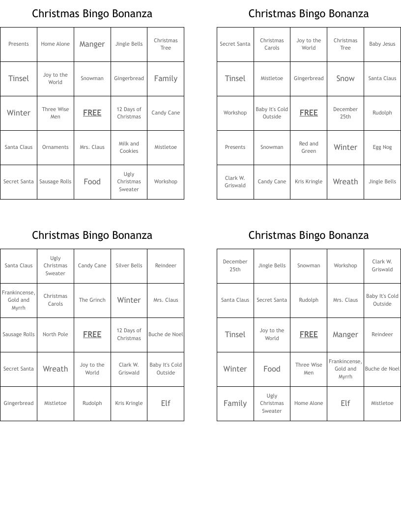 Christmas Bingo Bonanza