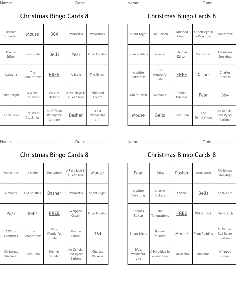 Christmas Bingo Cards 8