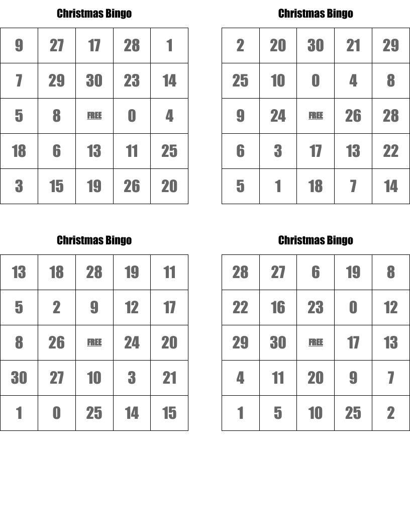 Christmas Bingo 