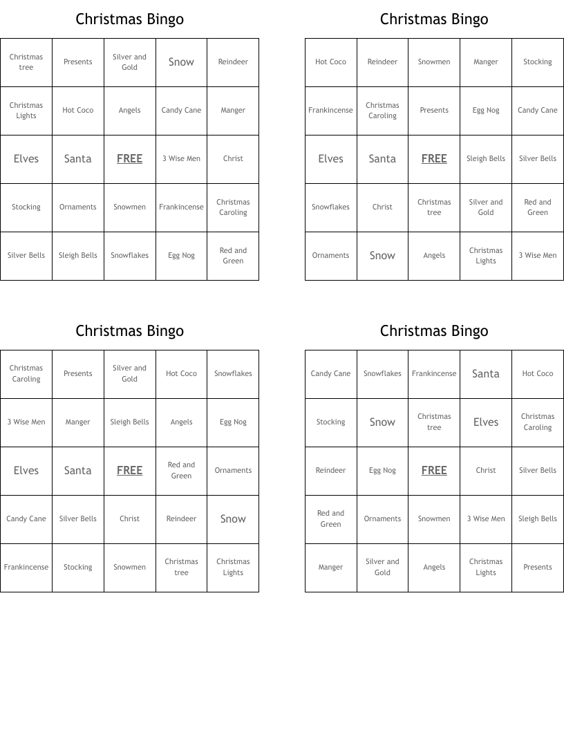 Christmas Bingo 