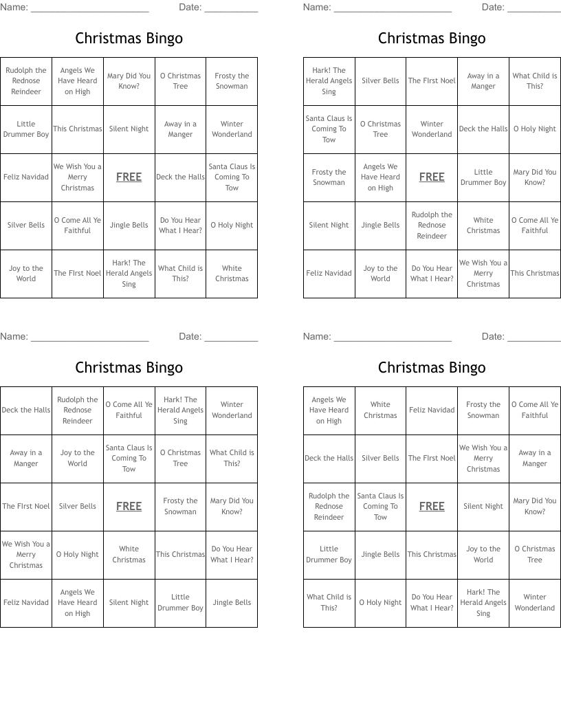 Christmas Bingo 