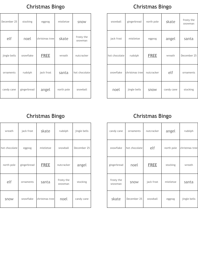Christmas Bingo 