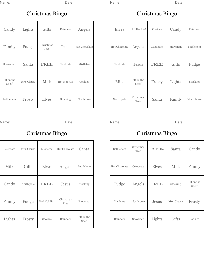 Christmas Bingo 