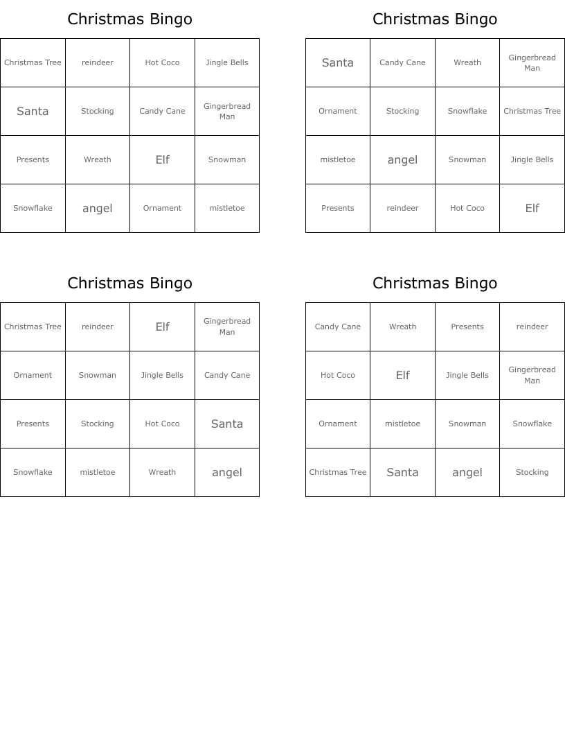 Christmas Bingo 