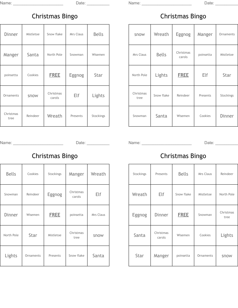 Christmas Bingo 
