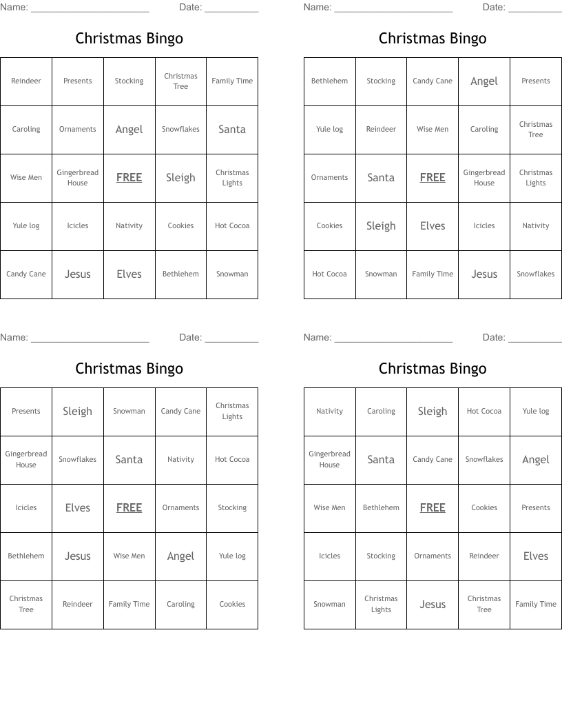 Christmas Bingo 