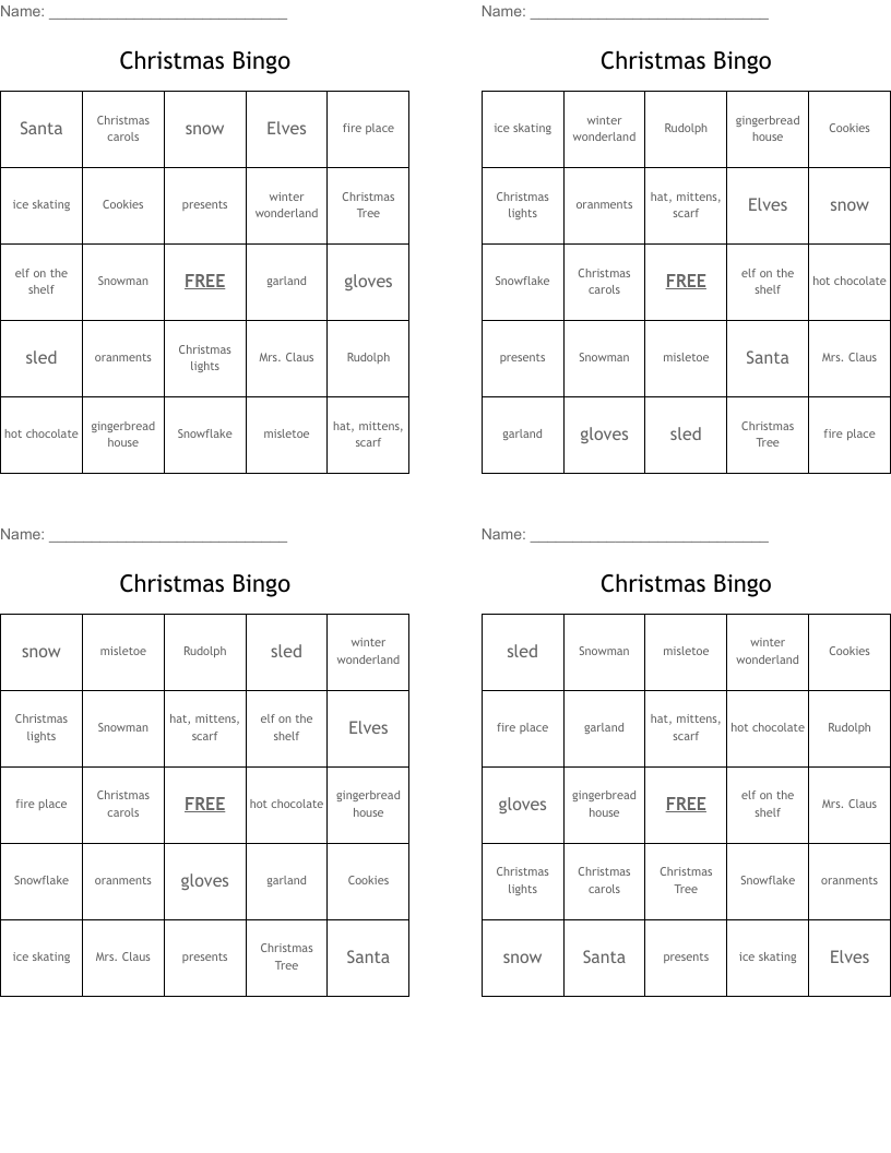 Christmas Bingo 