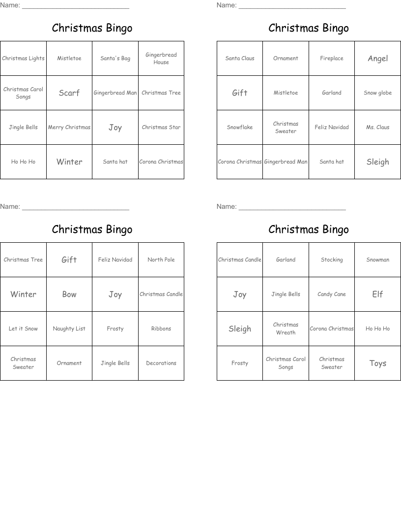 Christmas Bingo 