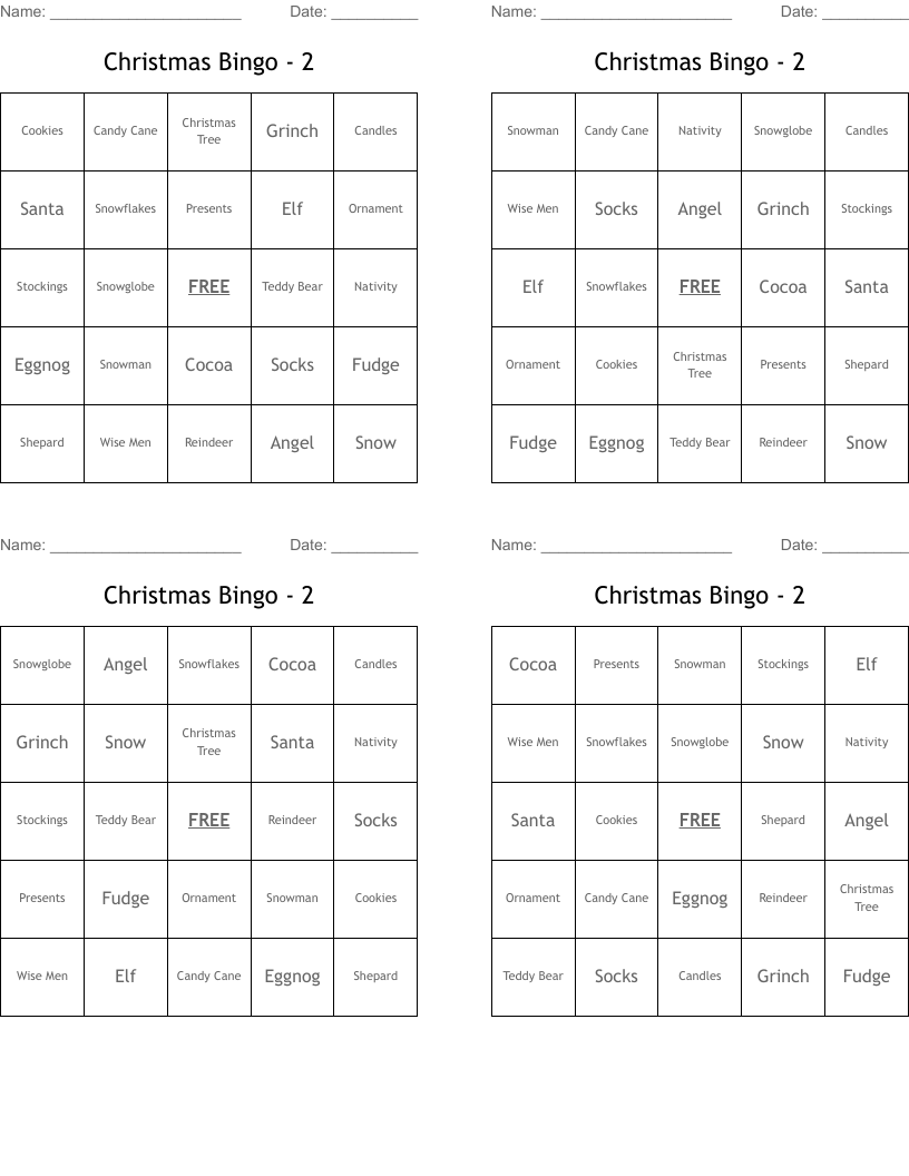 Christmas Bingo - 2