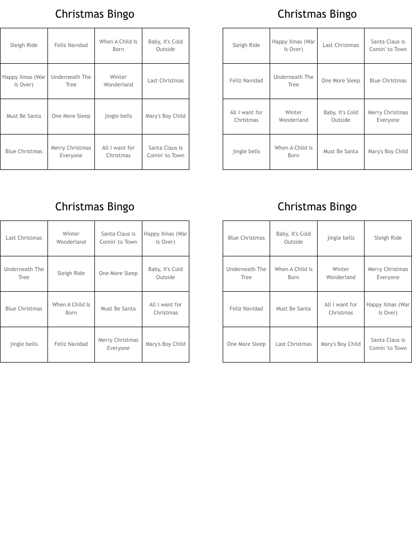 Christmas Bingo 