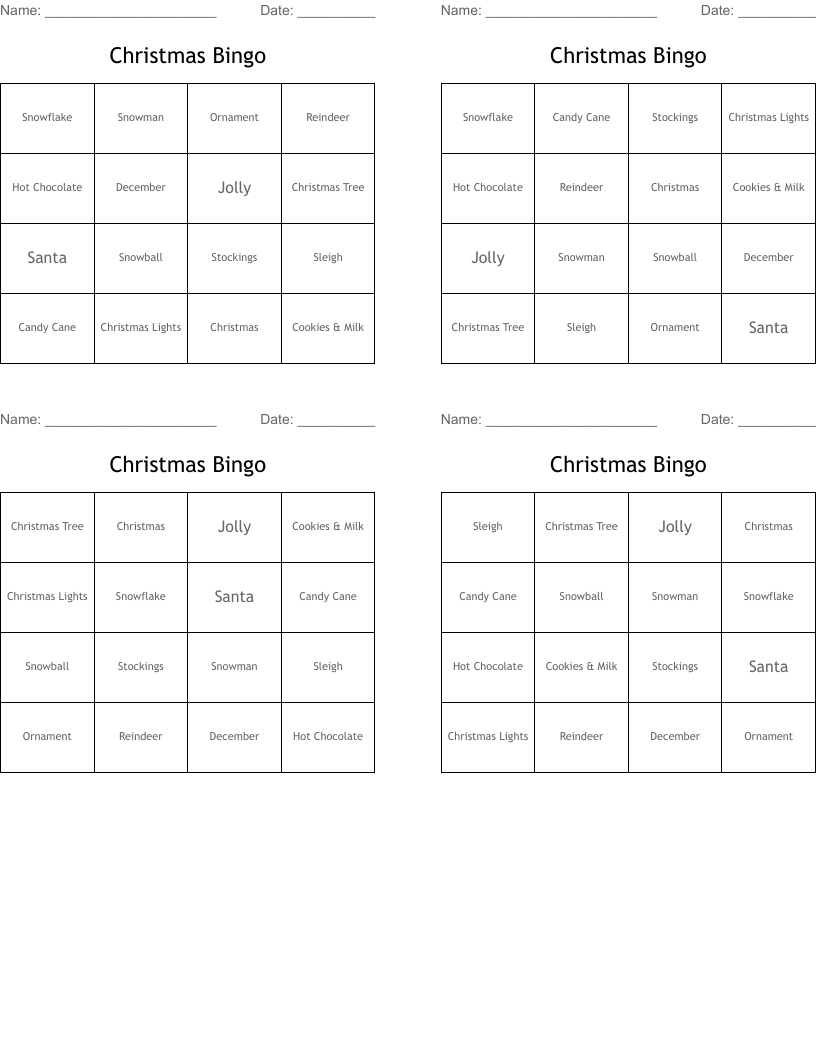 Christmas Bingo 
