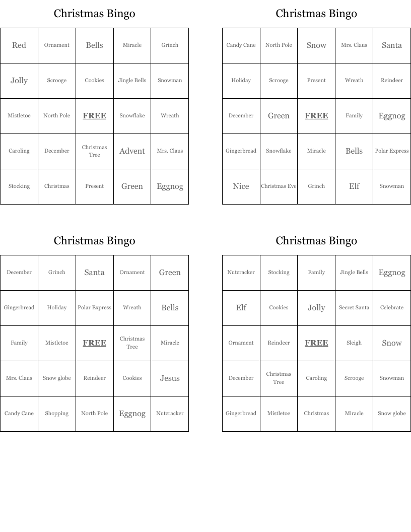 Christmas Bingo 