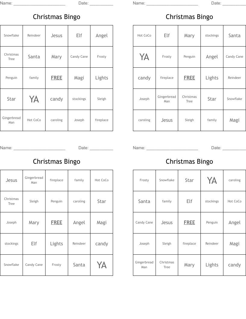 Christmas Bingo 