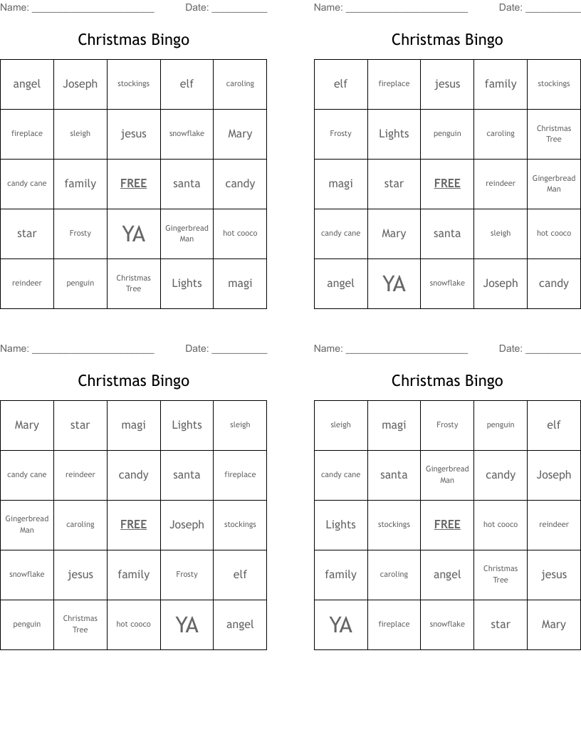 Christmas Bingo 