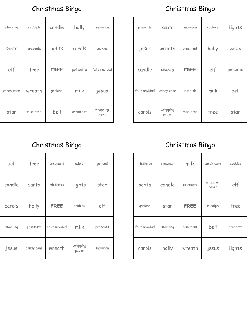 Christmas Bingo 