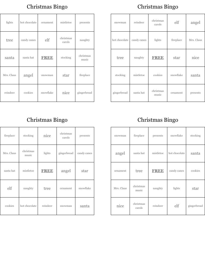 Christmas Bingo 