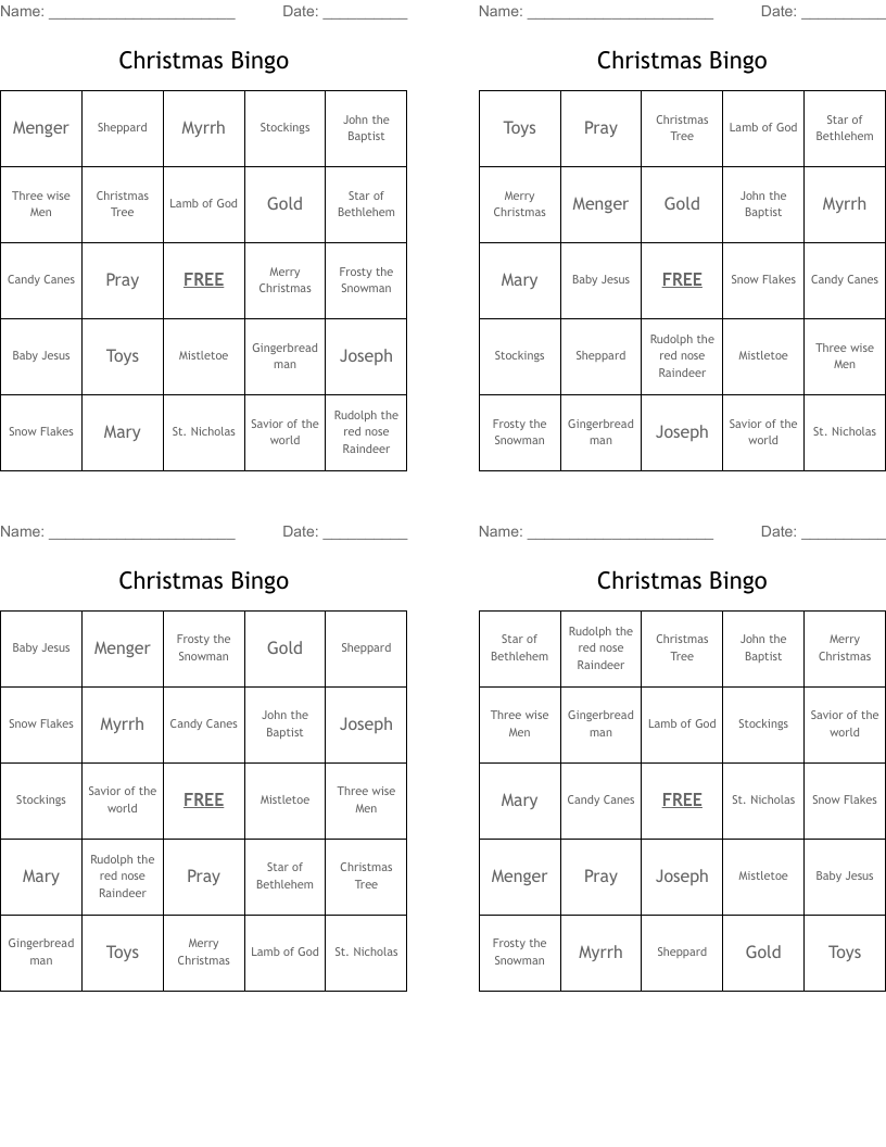 Christmas Bingo 