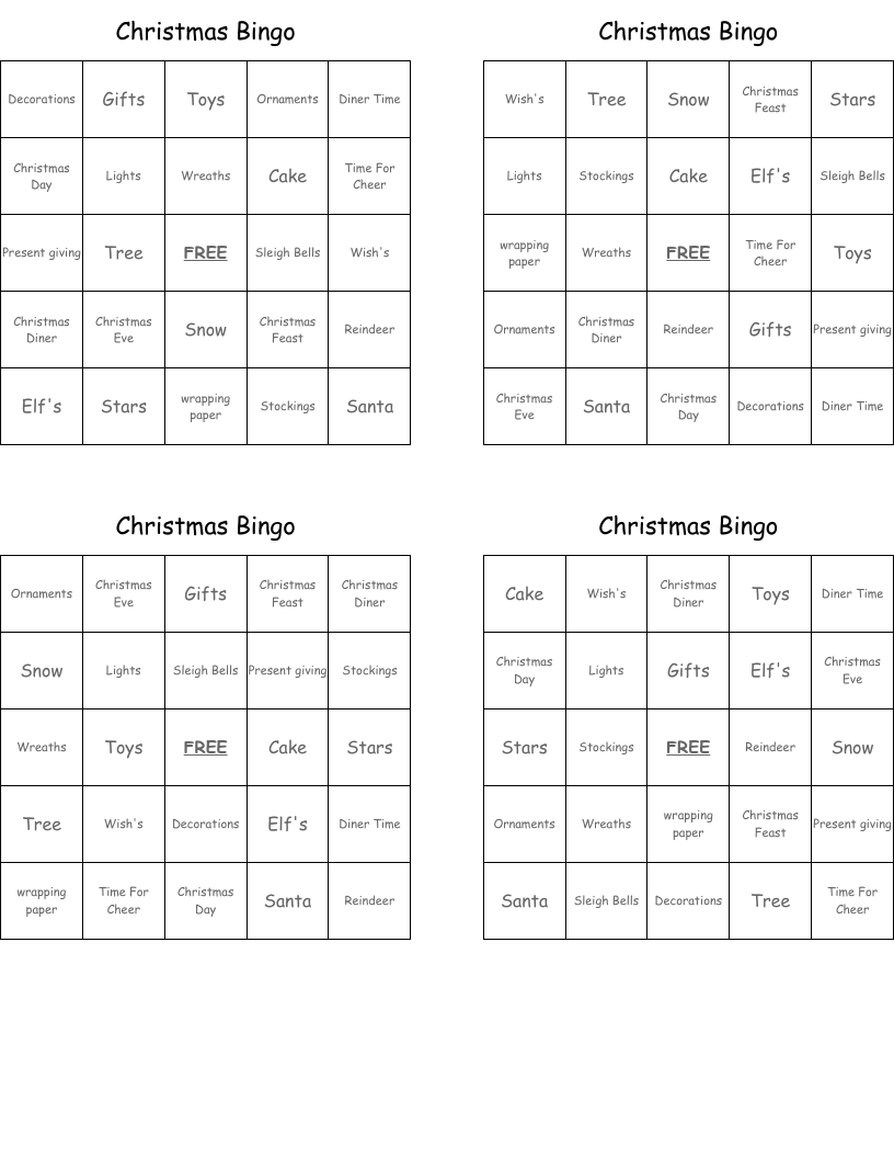 Christmas Bingo 