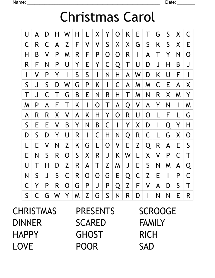 Christmas Carol Word Search