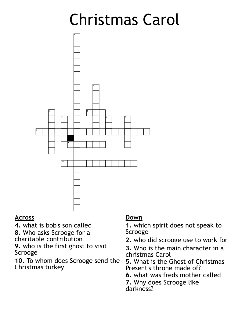 Christmas Carol Crossword