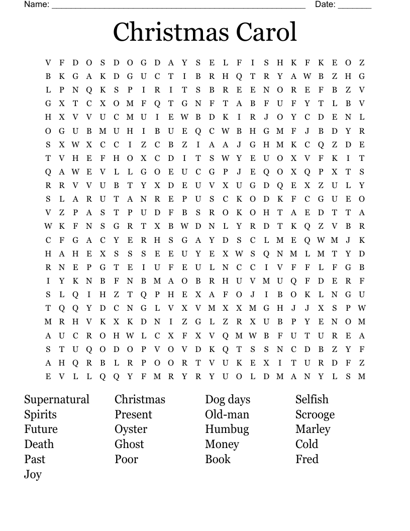 Christmas Carol Word Search