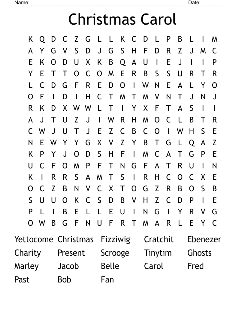 Christmas Carol Word Search