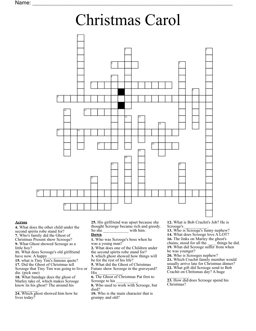 Christmas Carol Crossword