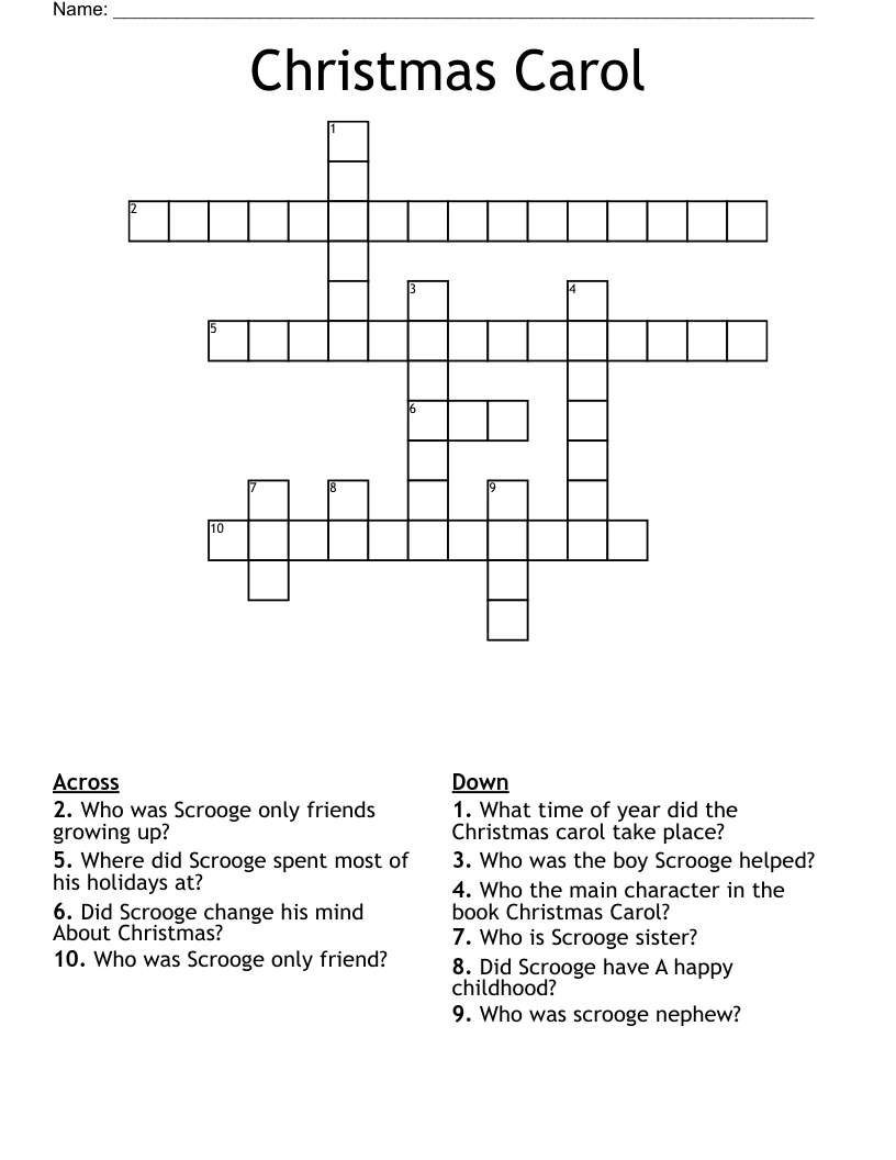 Christmas Carol Crossword