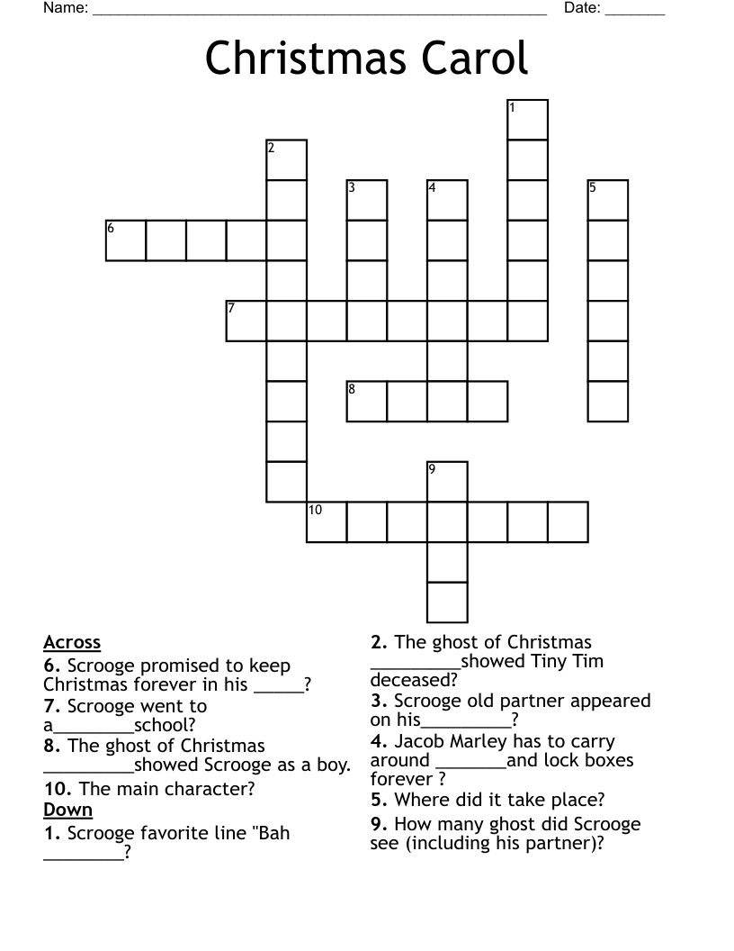 Christmas Carol Crossword
