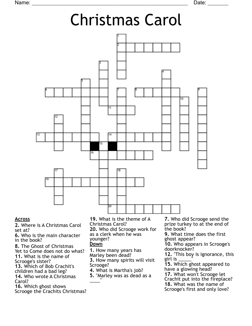 Christmas Carol Crossword